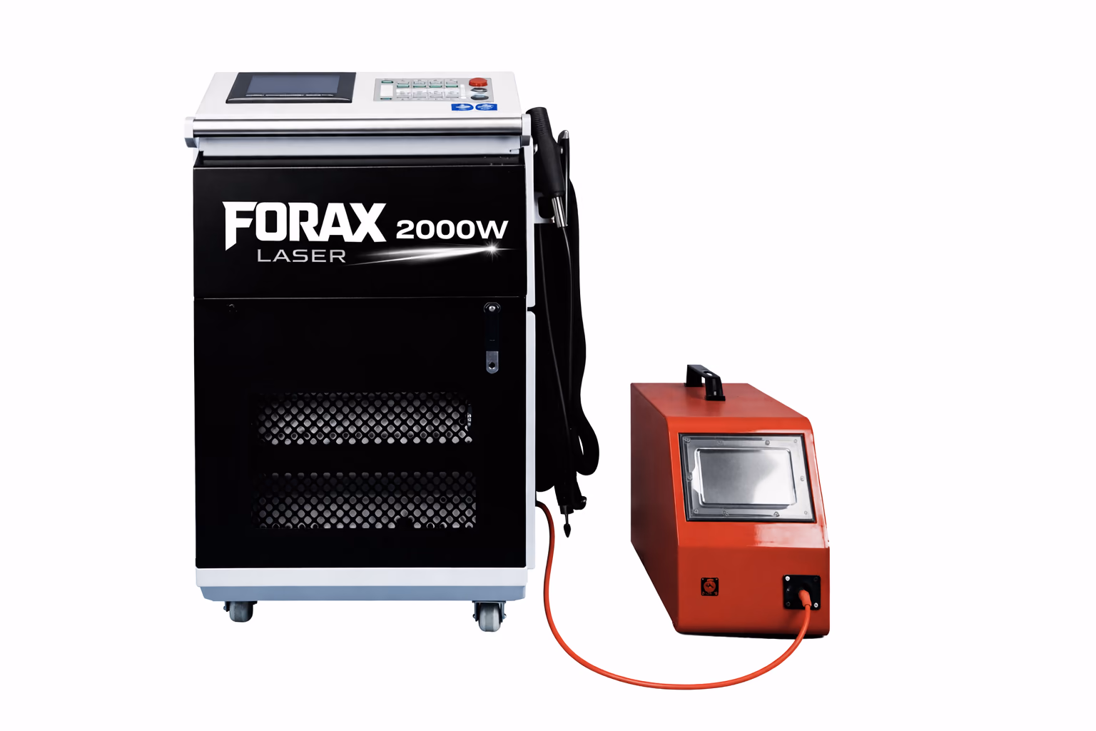 Soudeuse laser Forax avec unité de contrôle rouge.